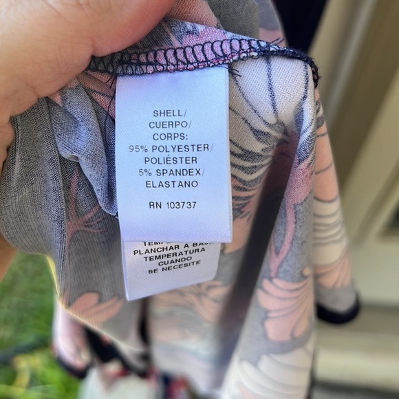 Donna Morgan Floral Faux Wrap Navy Dress. “Slinky” Knit. Waist Tie sz20W - Picture 9 of 10